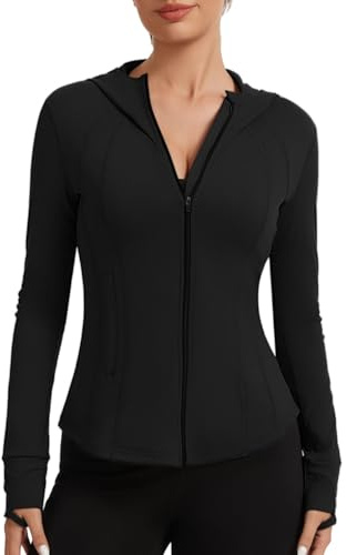 AMZSPORT Felpa Sportiva Donna con Zip Giacca Running per Palestra Running