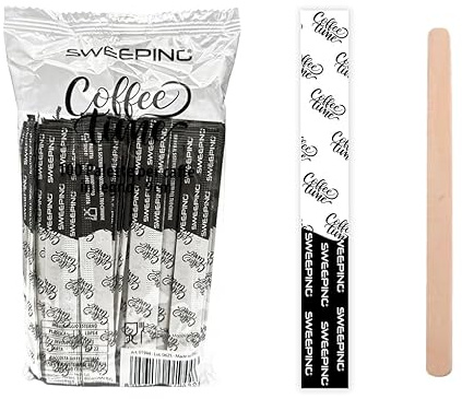 3000 Palette Caffe monouso in legno imbustate singolarmente - Bastoncini palettine miscelatori USA e Getta per Girare il caffè (3000)