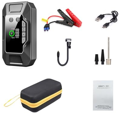 YIZITU Dispositif De Démarrage Multifonction Gonfleur De Pneus À Haute Efficacité Compresseur d'air À Gonflage Rapide pour Véhicule Passionné De Plein Air Compresseur d'air Portable Démarreur De Saut