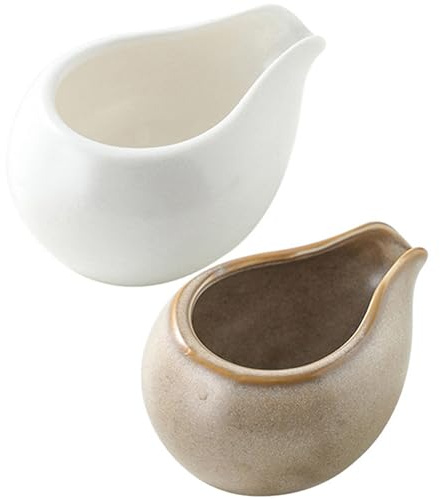 SOLUSTRE Jarra de Cerámica para Leche Pequeña 2 Piezas Boquilla Redonda para Café y Salsa Salsera Pequeña para Cocina y Café Dispensador de Leche y Jarra de Jarabe Adecuado para Uso