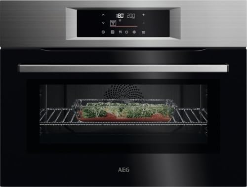 AEG Microwave OK6NK40PM, 44 L, 1000 W, Stainless Steel | 44 L capacity, 1000 W microwave, true fan cooking and grill, 30-230°C, Stainless Steel