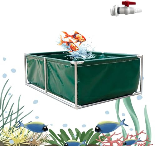 2 x 2 x 0,7 m PVC fiskdamm över marken med levande Koi – enkel installation utomhus/inomhus trädgård vattenfunktion och bevattningslösning perfekt för heminredning