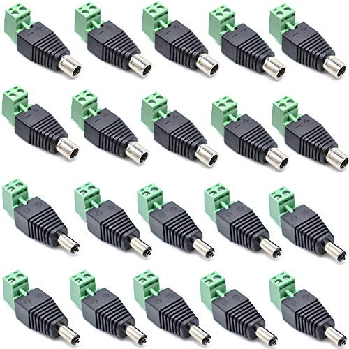 Oiyagai 10 Paia Adattatore Connettore Jack di Alimentazione DC 12V 2,1x5,5MM Maschio+Femmina per Telecamera CCTV Tipo Pluggable
