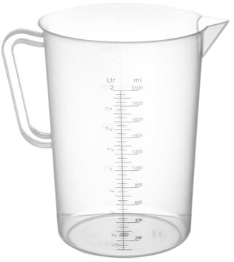 HENDI Caraffa Graduata in Polipropilene con Scala Graduata, Capacità 2 L, Brocca Trasparente con Manico e Beccuccio, Ø140x(H)215mm