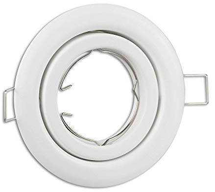 Einbaustrahler Rahmen weiß rund schwenkbar super flach - Einbaurahmen für GU10 MR16 Leuchtmittel - Ø80-85mm Bohrloch Einbau-Spot Strahler Einbauleuchte