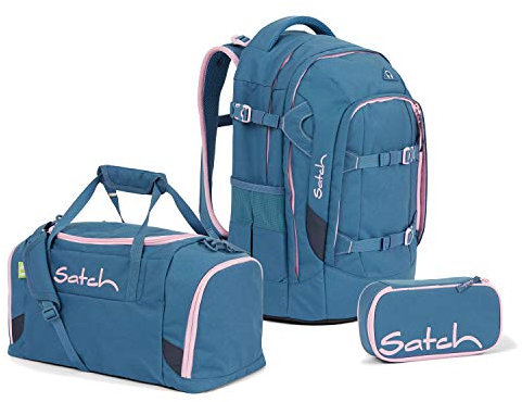 Satch Pack Deep Rose Schulrucksack Set 3tlg.