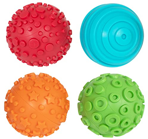 READY 2 LEARN texturierte Farb- und Knetkugeln - 4er-Set - ab 2 Jahren - Sensorisches Zappelspielzeug für Kleinkinder - Strukturen und Muster