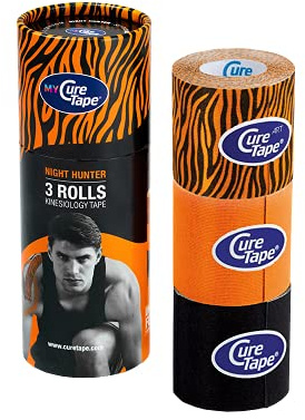CureTape 3 Rolls Multipack K Tape 5cm x 2.5m | Waterproof Kinesiology Tape | Tiger Hunter | Medical Kinesiology Tape for Extreme Sport Conditions | Increase Mobility & Performance | Reduce Joint Pain