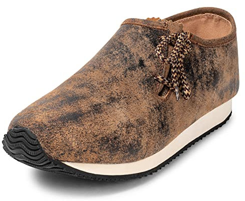 PAULGOS Herren Sneaker Echtes Leder Freizeitschuhe Optik Trachtenschuhe Haferlschuhe Haferl in 3 Farben Gr. 39-47 (Whiskybraun, 45)