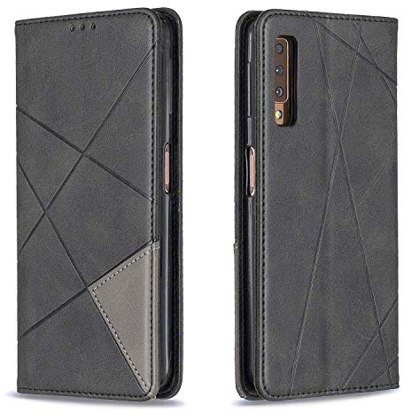 Posanter Cover per Samsung Galaxy A7 2018/A750, Flip Custodia Portafoglio Caso Libro Pelle PU e TPU Silicone Antiurto, Ultra Sottile con Chiusura Magnetica e Tasca per Carte Flip Wallet Caso (Nero)