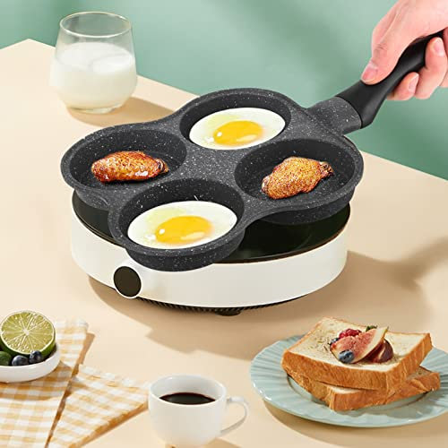 Pfannkuchenpfanne, 4-Loch-Pfannkuchenpfanne, Antihaftbeschichtete Frühstückbratpfanne, Eierburgerpfanne, Kücheneierpfanne für Elektroherd, 36,5 X 19,5 X 2,5 Cm