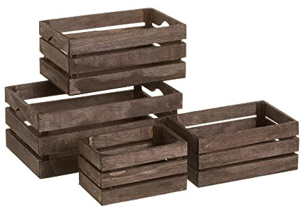 LOLAhome Set de 4 Cajas organizadoras de Madera marrón Oscuro