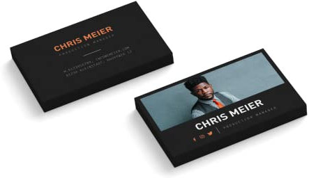 Visitenkarten drucken | mit Ihrem Foto | Design # 38 | 2-seitig | Querformat | rechteckig | Menge + Papier zur Auswahl | sofort personalisieren | bedruckt (50 Stück)