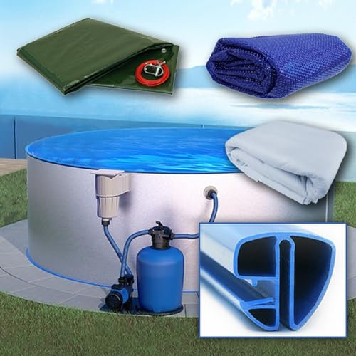 Rundpool Ø 500 x 150 cm I All IN ONE Set I Poolfolie blau 0,8 mm I Zubehör I Spezial Handlauf I 5 x 1,5 m
