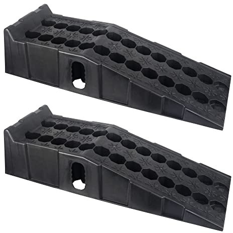 DAYUAN 2 Stück Kunststoff Auffahrrampe Schwerlast Rampe bis 7 Tonnen, Hebebühne KFZ Rampe mit Überfahrschutz