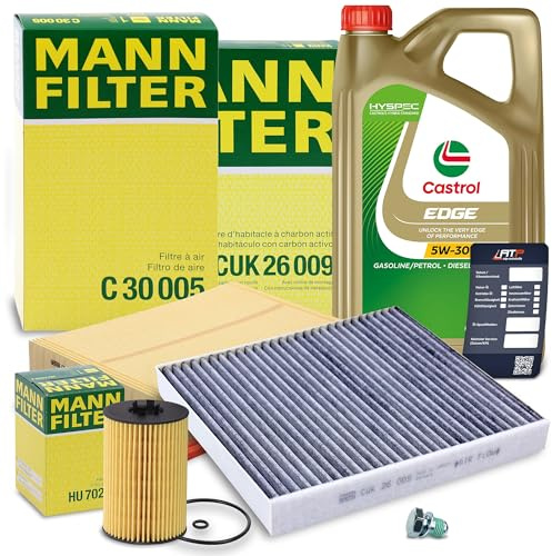 MANN-FILTER Inspektionspaket Filterset 1x Ölfilter, 1x Luftfilter, 1x | Kompatibel mit: AUDI A3, A3 Cabriolet, A3 Limousine, A3 Sportback, Q2, Q3, Q3 Sportback, TT, TT Roadster, SEAT ATECA, LEON