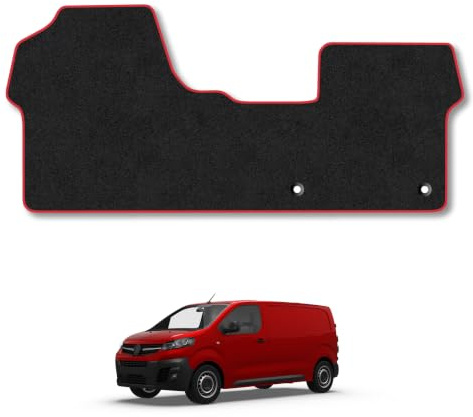 Vauxhall Vivaro (2019+) Carpet Car Mats | Red Edge Trim Tailored Fit Floor Mats Full Coverage Protection Accessories Easy Clean Anti Slip Made in the UK