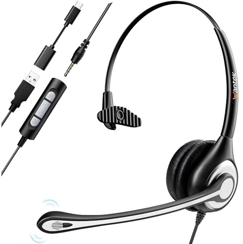 Headset wtih Mic, USB Headset with Microphone for PC, Computer Headset with Noise Canceling Microphone with Mute for Home Office Online Skype Zoom Meetings