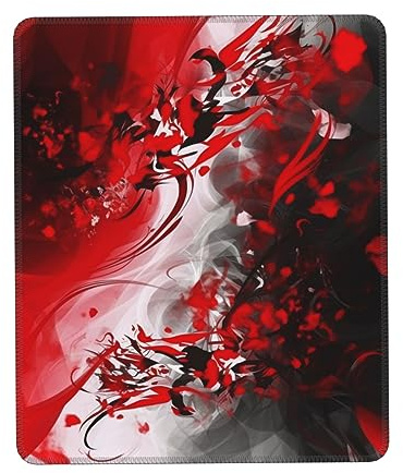 Tapis de souris de jeu abstrait rouge, noir, blanc, tapis de souris personnalisé, tapis de souris antidérapant, pour bureau, 17,8 x 21,8 cm