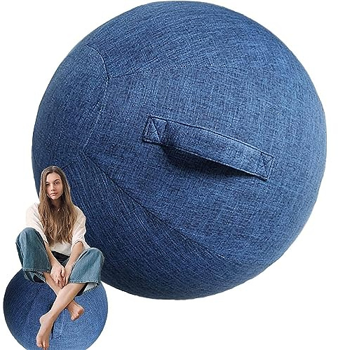 SWTKO Exercise Ball Chairs Protective Cover Pregnancy Ball & Balance Ball Seat Cover Sitting Ball Chair for Office And Home with Convenient Carry Handles And Pump,blue,55CM