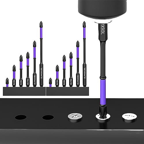 D1 Anti-Slip And Shock-Proof Bits With Screwdriver Bits, D1 Impact Driver Bit Set, High Hardness PH2 Magnetic Drill Bit for Cross Screwdriver, Anti-shock Strong Magnetic Non-slip Durable Bit (2PCS)