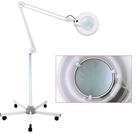 Lupenlampe, LED Lupenlampe, 24W Kosmetik-Lupenleuchte mit Stativ Beauty Salon 5 Dioptrien Lupenlampe
