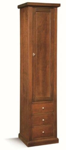 Mar.c.a. Design - Vitrina Arte Povera de madera 45 x 41 x 187 cm - 1 puerta 3 cajones con base plana - Made in Italy