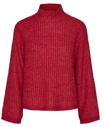 PIECES Pcnell LS High Neck Knit Noos Jersey de Punto, Coral, XL para Mujer