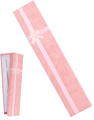 FEXPDL Rectangle Jewellery Gift Boxes, Small Bracelet Gift Box Women Necklace Case Chain Long Gift Box for Wedding Birthday Valentine's Day Christmas (Pink)
