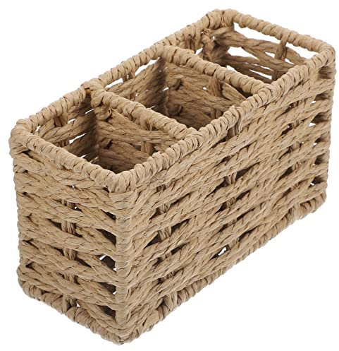 Cabilock Panier De Rangement Tissé Papier Organisateur De Couverts De Cuisine Avec Compartiments Pour Ustensiles De Table Pour Bureau Cuisine