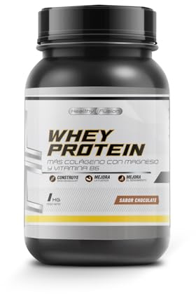 Whey Protein 1KG | 43g Proteína/dosis | Proteína en polvo, BCAA, Glutamina, Colágeno, Magnesio y Vitamina B6 | Aumenta Masa Muscular, Fuerza, Recuperación | Alta Disolución, Fácil Digestión Chocolate