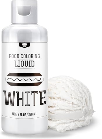 Lebensmittelfarbe - 236ml Flüssige Lebensmittel Farben zum Backen, Kuchen Dekorieren, Zuckerguss, Kekse und Macaron - Zuckerfrei Food Coloring für Getränken, Osterei, Seifen und Basteln (Weiß)