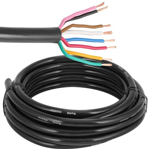 ETUKER Cable de Remolque 8 Polos 5M 7x0.5mm² +1x1mm² Cable Vehículo 8 Hilos Ronda Cable Eléctrico 8Núcleos para Pilotos Remolque
