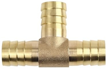 TOP-VIGOR 16mm Brass Barb Splicer Fitting, 3 Ways T-Shaped Fuel Hose Barbed Connector, Garden Tube Barbed Splitter Fitting for Water Fuel Gas Air Oil