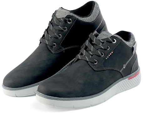 Homme Montante Basket Légères Confortable Sneakers Running Basket Classic Vintage Sneaker Sport Cuir Business Chaussures MU9557-1 (Blak,42)