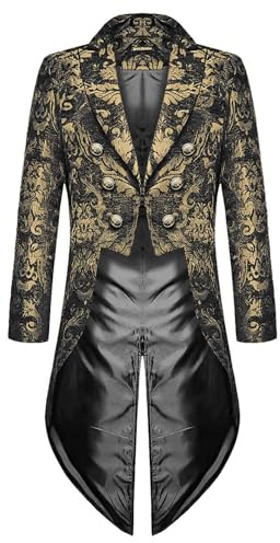 Veste Steampunk Vintage Gothique Médiévale pour Homme Veste Costume en Queue De Pie Longue Steampunk Uniforme Cosplay Tailcoat pour Hommes Costume Party Outwear Partie Vêtements De Smoking