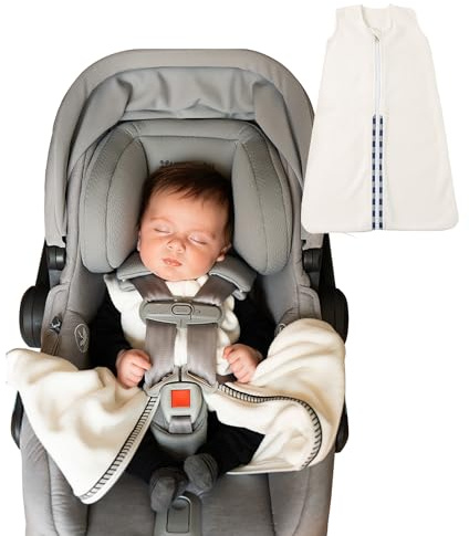 Buckle Me Baby Coats Sleep Sack | Car Seat Blanket | Car Seat to Crib Baby Wearable Blanket for Easy Transitions from Stroller, High Chair or Any 5 Point Harness | 0-4 Months Fleece Cream Blankie
