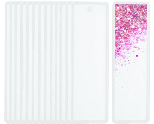 PATIKIL Stampi Segnalibro in Resina 3,7 x1,1 Rettangolari in Silicone 20Pz | Stampi di Colata in Resina Epossidica, per Artigianato Fai da Te, Bianco