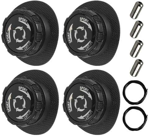 OCCOUMR 4 Stück Automatische Schnürsenkel mit Drehverschluss und Metalldraht - Ohne Binden für Kinder und Erwachsene, für Sport- und Arbeitsschuhe, Schwarz