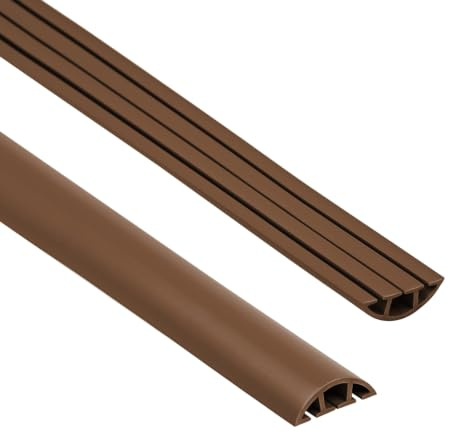 Quest Kabelkanal PVC halbrund 40 mm 3 Kanäle - Braun, 200 cm | Kabelbrücke mit 3 Kanälen versteckt Kabelsalat, Stolperschutz für Wohnung, Büro & Garage, robustes PVC, zuschneidbar