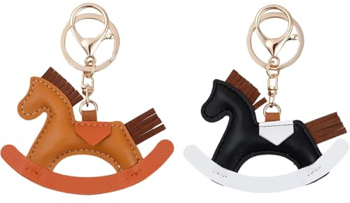 Molyorch 2 Stück Pony Schaukelpferde Schlüsselanhänger, Schlüsselanhänger Cartoon, Frauen Leder Charms Tasche Anhänger, Geeignet als tägliches Accessoire oder aufmerksames Geschenk