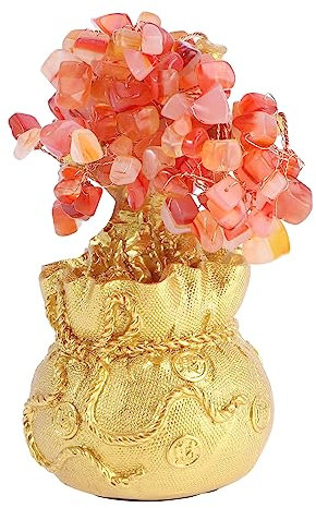 IMIKEYA Magischer Baum Kristall Geldbaum-tischdekoration Aus Naturkristall Bonsai-Stil Baumschmuck Für Zuhause Büro Feng-Shui-Dekoration Rot