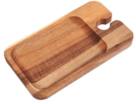 JECOMPRIS Plato de Aperitivo de Madera con Soporte para Copa de Vino, Diseño Portátil y Material Resistente Adecuado para Fiestas y Baby Shower