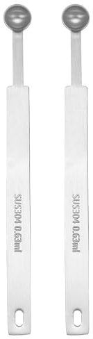 sourcing map 2pcs Single Measuring Spoon 1/8tsp (0.63ml) Teaspoon/Tablespoon 304 Stainless Steel Single Tiny Square Bowl Measuring Spoon Long Handle Measure Scoop