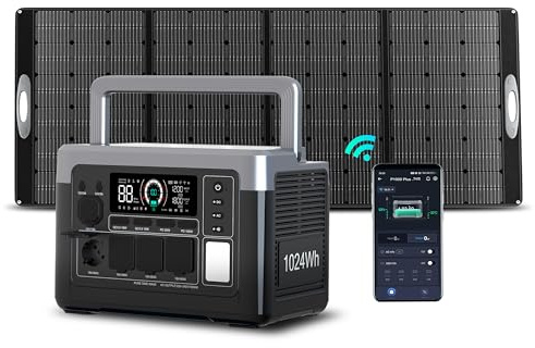 OUKITEL P1000 Plus Générateur Électrique Portable 1024Wh avec Panneau Solaire 430W, 1800W Station Générateur Solaire, 0-80% en 45 Minutes. Idéal pour le Camping et les Pannes de Courant