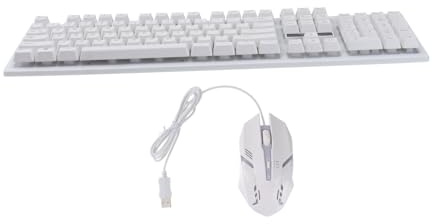 Set Tastiera e Mouse Gaming Cablato Usb, 104 Tasti, Bianco