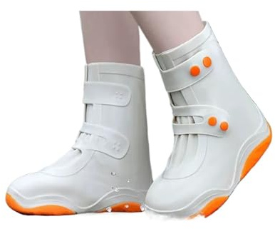 IKFGTJRE Vattentätt skoskydd vattentäta skoskydd silikon unisex regn stövel överdrag tjockare slitstark, Orange, XXL
