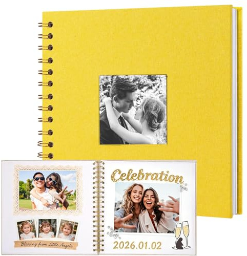 Album Scrapbook Creativo DIY Album de Foto Anuario Personalizado con Ventana Album Foto AFutoadhesivo,Ideal Para Bodas, Baby Showers y Recuerdos de Viaje (giallo, 10 pollici)