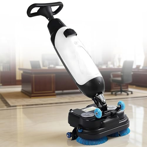 Lavapavimenti Professionale Leggera, Macchina Lavapavimenti Senza Fili 45cm, 1200m²/h, Doppie Spazzole a 360°, Autonomia Della Batteria 120-150Min, per Hotel, Uffici, Ristorante e Negozi White