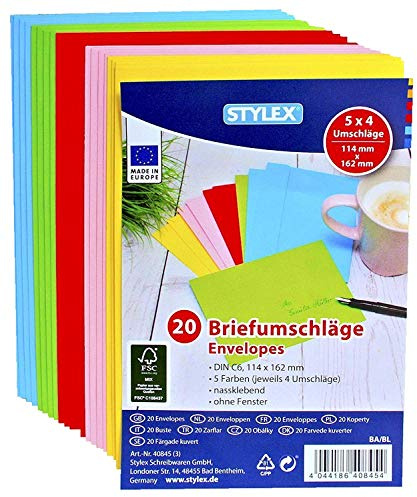 Toppoint 200 (10x 20) farbige Briefumschläge Din C6 bunte Kuvert (DIN C6 | 200 Stück, sortiert)